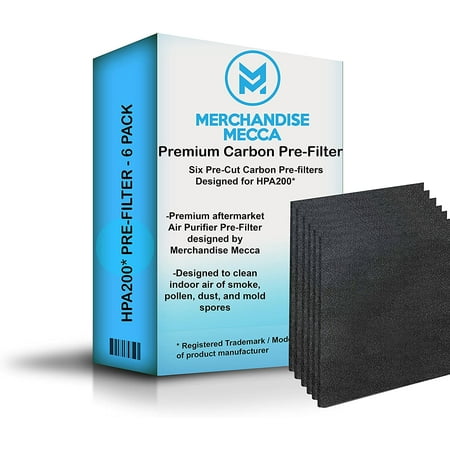 

Merchandise Mecca Precut for HPA200 Premium Carbon Activated Pre Filters 6 Pack Compatible with HW Air Purifier. Precision Fit for Easy Installation by MM