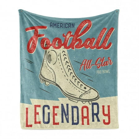 

Sports Soft Flannel Fleece Throw Blanket Classic American Football Shoes Nostalgic Old School Style Print Cozy Plush for Indoor and Outdoor Use 50 x 70 Pale Teal Eggshell by Ambesonne