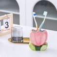 thumbnail image 4 of Ceramic Tulip Flower Design Makeup Brush Holder Stand for Countertop, Vanity Table, Desk, Organizer for Bathrooms, 4 of 5