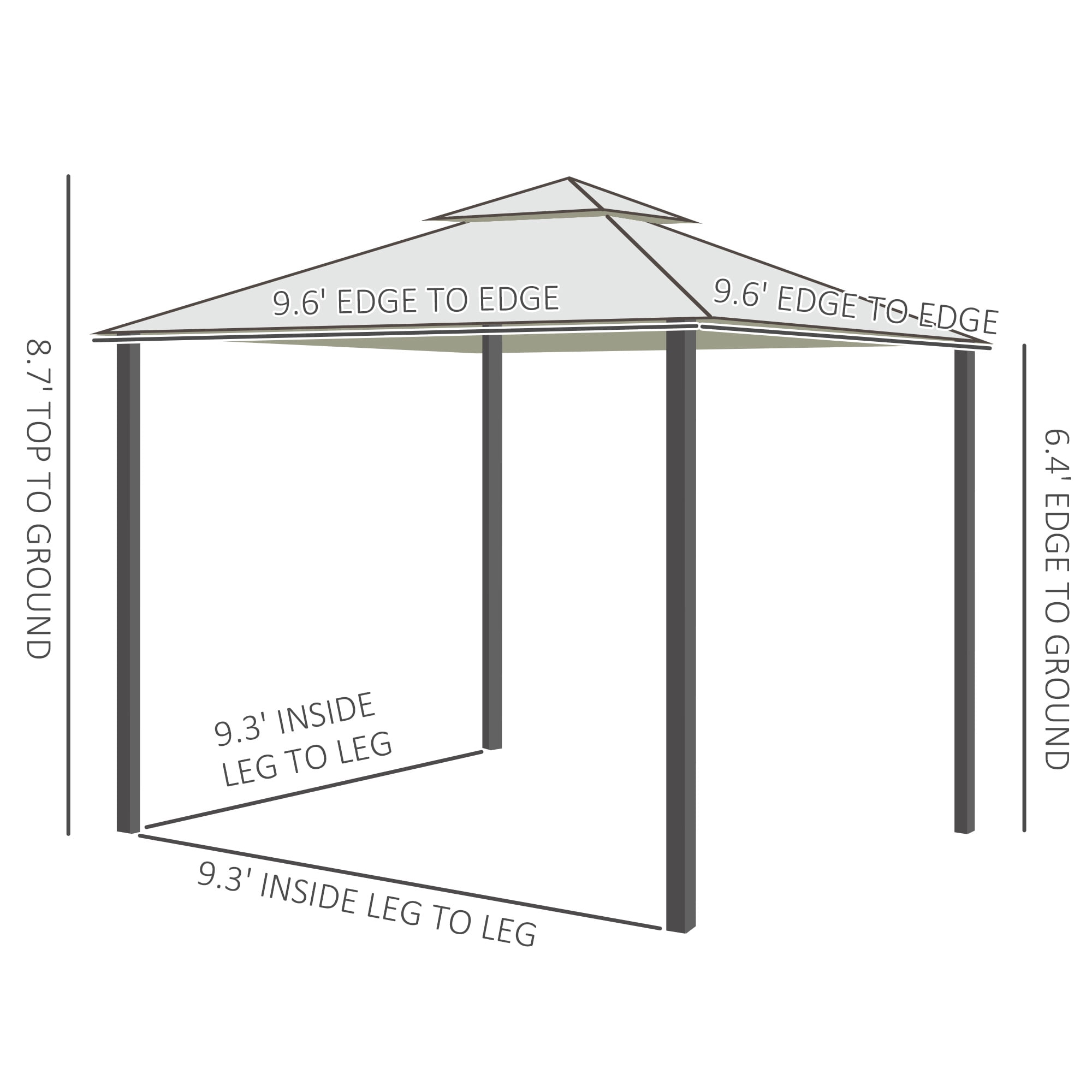 Outsunny 9.6' x 9.6' Patio Gazebo, Outdoor Canopy Shelter, Cream White