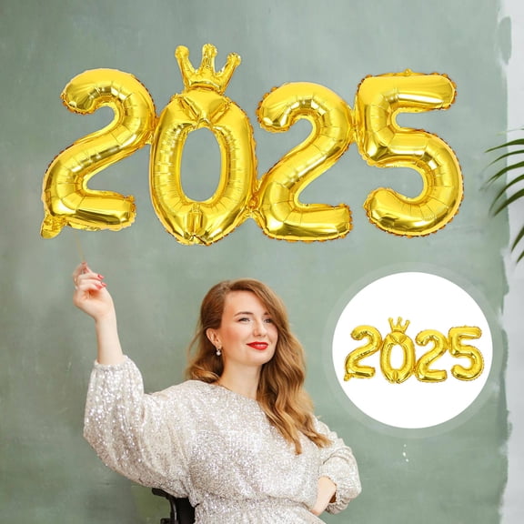 STRANDCHIC Golden Number Balloon 2025 Made of PVC for Elegant New Year Party and Graduation Decoration