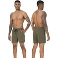 thumbnail image 5 of QPNGRP Men's Beach Swim Trunks Quick Dry Sports Fitness Shorts Drawstring Zipper Pockets and Mesh Lining Khaki 30, 5 of 7