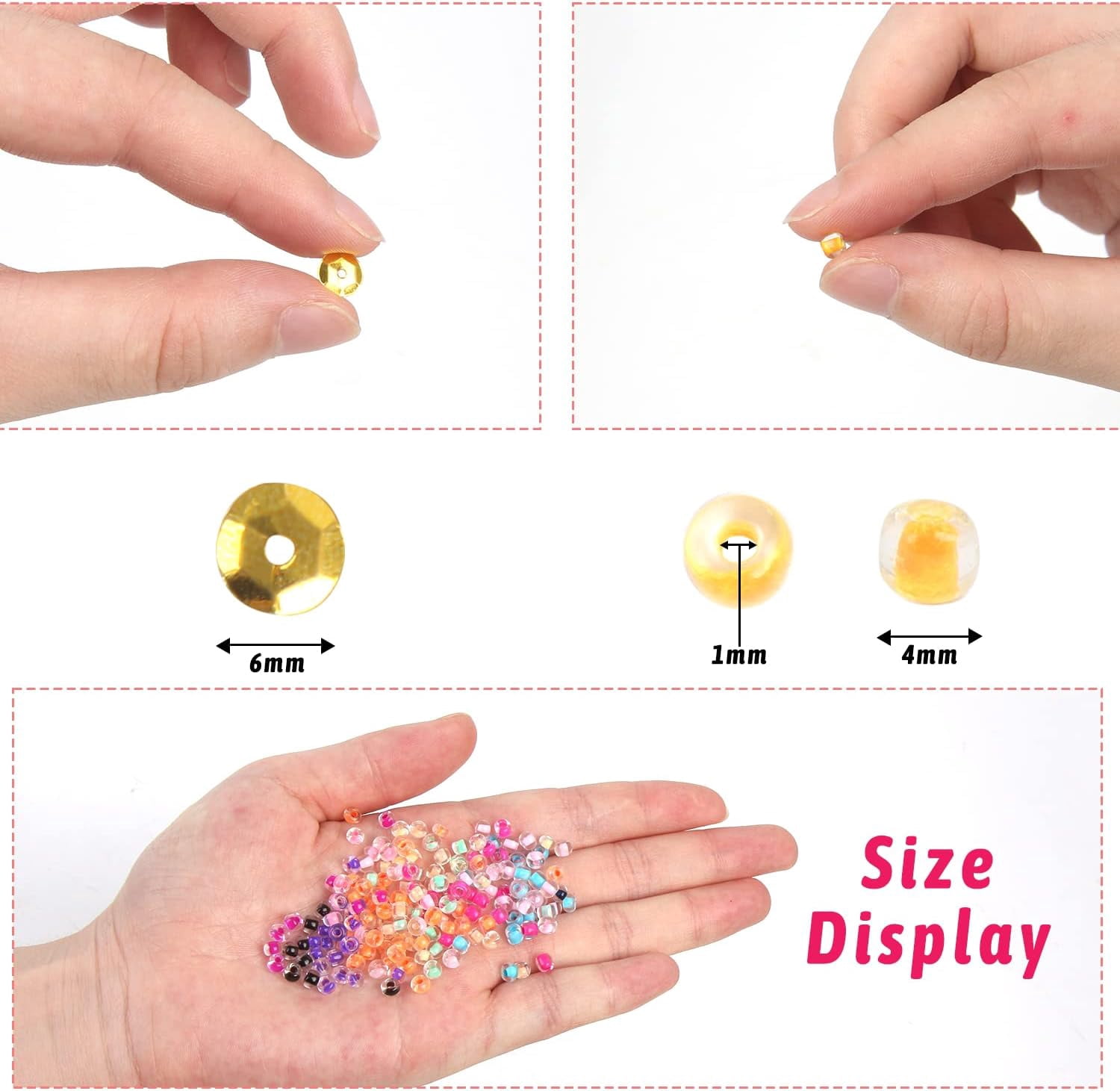 10322 Pcs Glass Seed Beads and Loose Sequins Kit, 4mm Small Craft Beads 6mm Tiny Spangles Kit with Bracelet String Scissors for Embroidery Applique Arts Handmade Crafts and Embellishment