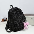 thumbnail image 4 of Bow Print Corduroy Backpack with Decor Bow Pendant, Lightweight Large Capacity Student Daypack Water Resistant Casual Backpack for School Daily Travel, 4 of 8