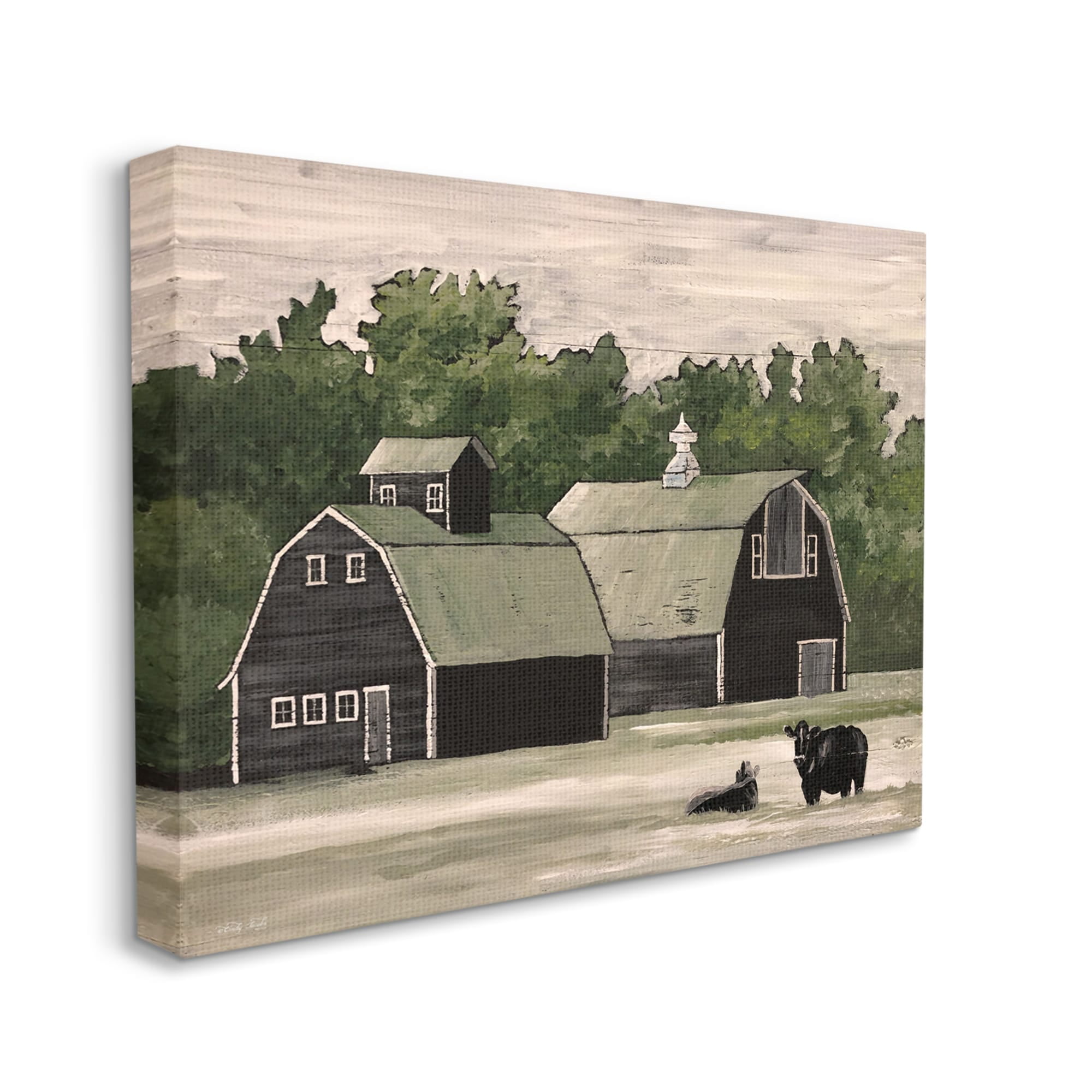 Stupell Stable Barn Country Rural Cattle Landscape Painting Gallery Wrapped Canvas Print Wall Art