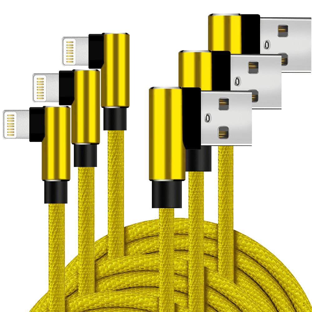 Chargers 3 Pack Fast Charging Cable Cords 10ft Nylon Braided Right Angle 90 Degree Data Line Usb 5699