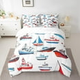 thumbnail image 2 of Erosebridal Ocean Sailboat Bed in a Bag Twin size, Nautical Sailing Bedding Twin Size, Cartoon Theme Reversible Bed Set, Lightweight Bedroom Decoration, 7pcs, 2 of 6