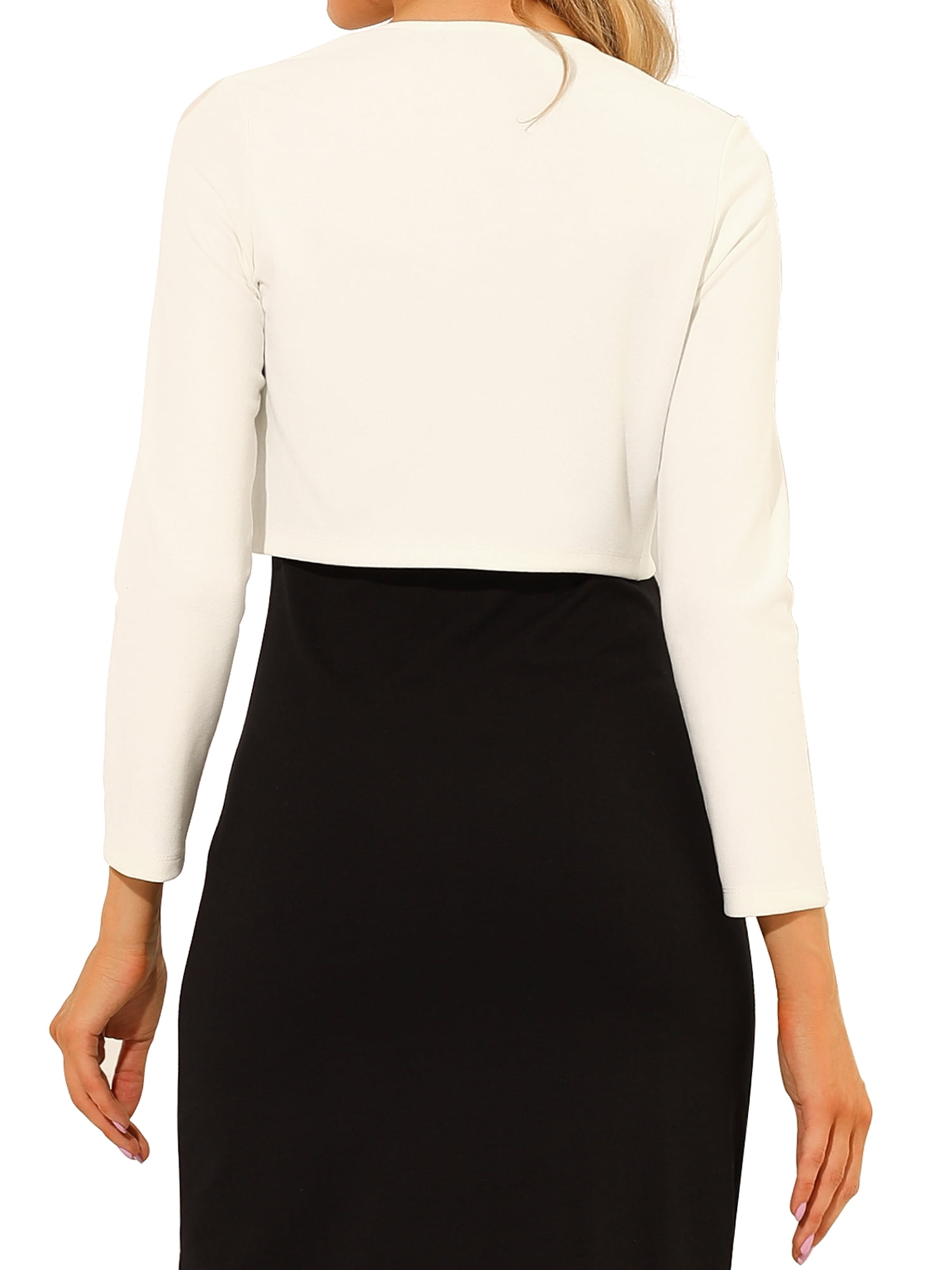 DARING DIVA Women's Elegant Bolero Shrug Lace Insert Crop Cardigan S White