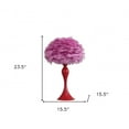 thumbnail image 3 of HomeRoots 24" Glam Hot Pink Feather and Red Table Lamp, 3 of 7
