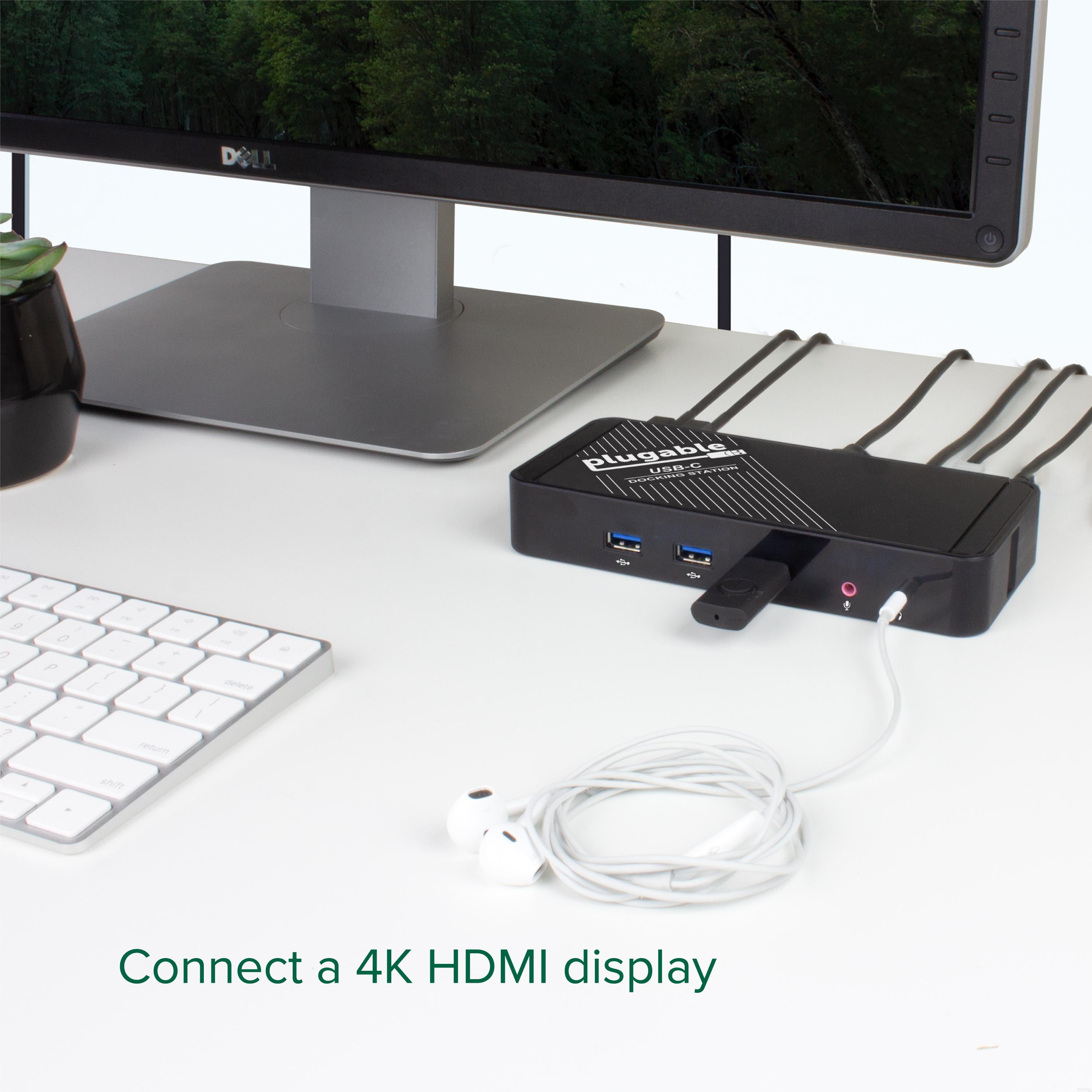 Plugable USB C Dock with Charging Compatible with Thunderbolt 3 and USB-C MacBooks and Specific Windows Supports HDMI Display, 60W PD Charging, Ethernet, 3X USB 3.0 Ports Linux Systems Chromebook