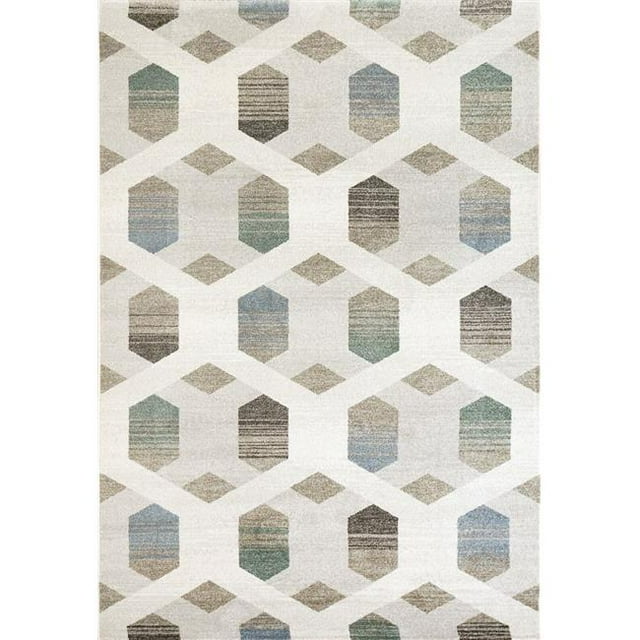 Dynamic Rugs AE6934036141 5 ft. 3 in. x 7 ft. 7 in. Avenue 3403 Rectangle Modern Area Rug - 6141 Ivory, Blue & Multi Color