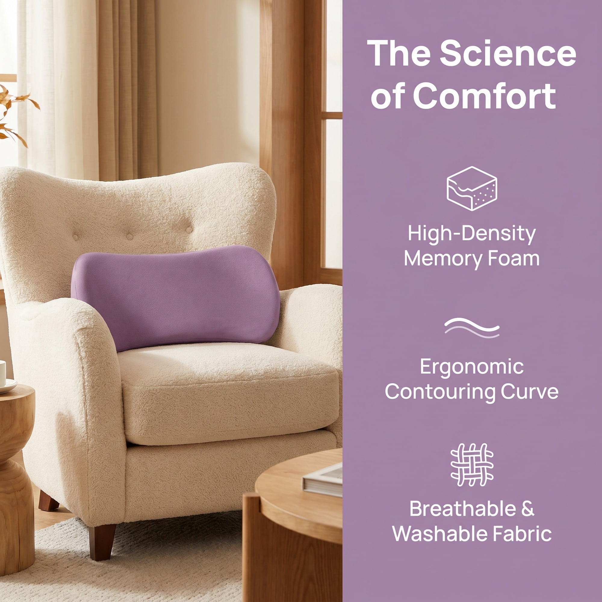 Unique Bargains Lumbar Support Pillow for Back Support Misty Purple 14.2" x 6.7"