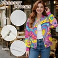 thumbnail image 7 of SCRAWLGOD Hippie Flower Heart Print Pink Womens Zip Up Sweatshirt Casual Jacket Crewneck Long Sleeve Oversized Jacket Fall Outfits with Pockets for Casual Wear, M, 7 of 7