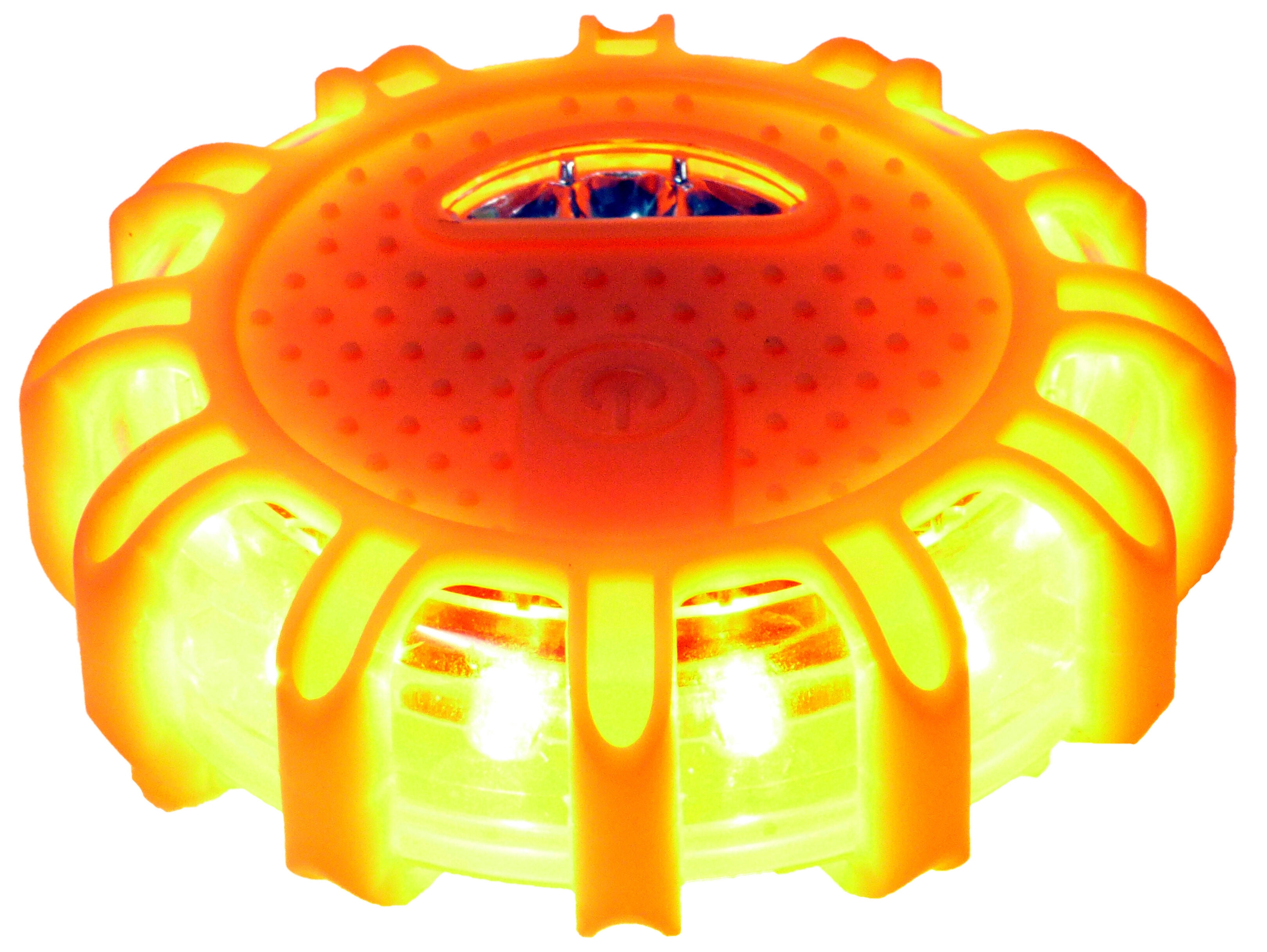 LED Roadside Emergency Flare Lights 4pc Mix - Portable Magnetic Safety Disc Beacon Flashing Kit for Cars Trucks Boats - 9 Flash Modes w/ Hook - Perfect for Roadside Warning