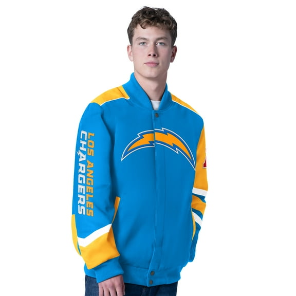 Men's G-III Sports by Carl Banks Powder Blue Los Angeles Chargers Prime Time Full-Zip Racing Jacket