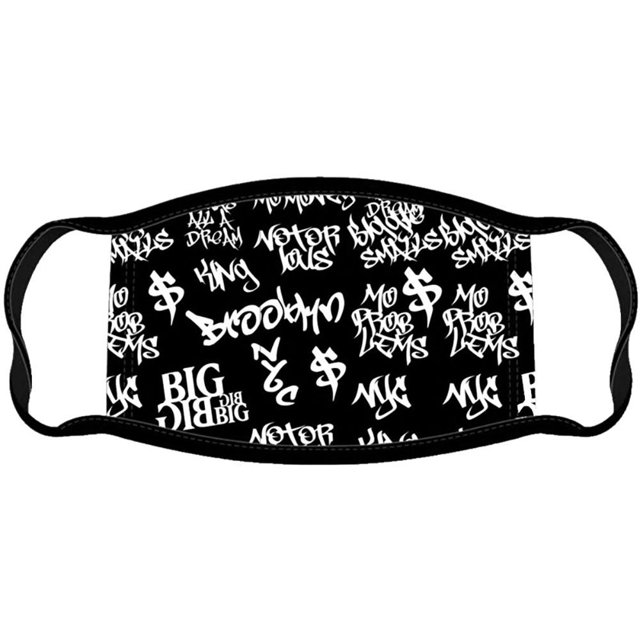 Biggie Smalls - Mascarilla Graffiti para Adultos Unisex (Negro, Blanco)