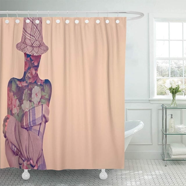 ABPHQTO Marrón Loco Otoño Mujer Flor y Cuadros Estilo Azul Tendencia Otoño Calle Retrato Cortina de ducha Cortina de baño 165x180 cm ABPHQTO PKNMT66x72Shower-11862