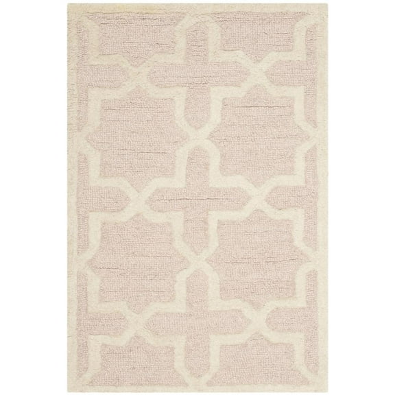SAFAVIEH Cambridge Liz Geometric Wool Area Rug, Light Pink/Ivory, 3' x 5'