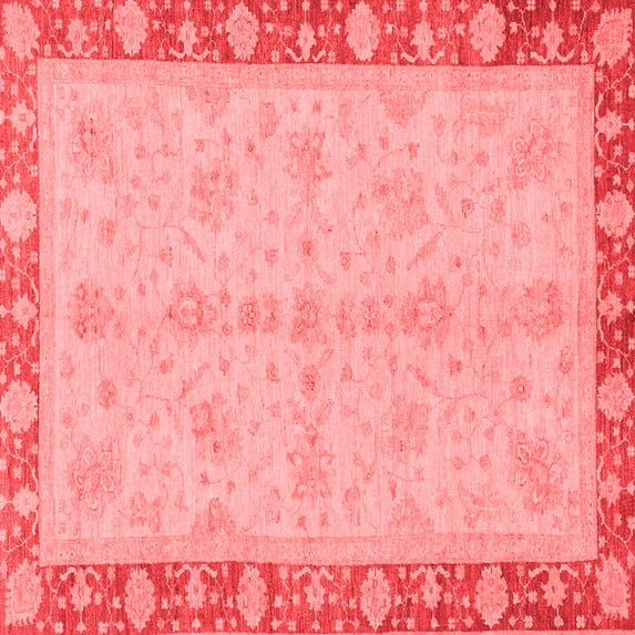 Ahgly Company Indoor Square Abstract Red Modern Area Rugs, 7' Square
