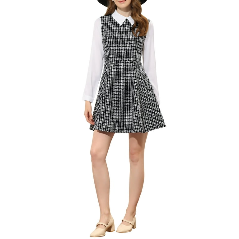 Casual Plaid Contrast Turndown Collar A Line Dresses Casual Plaid Contrast Turndown Collar A Line Dresses