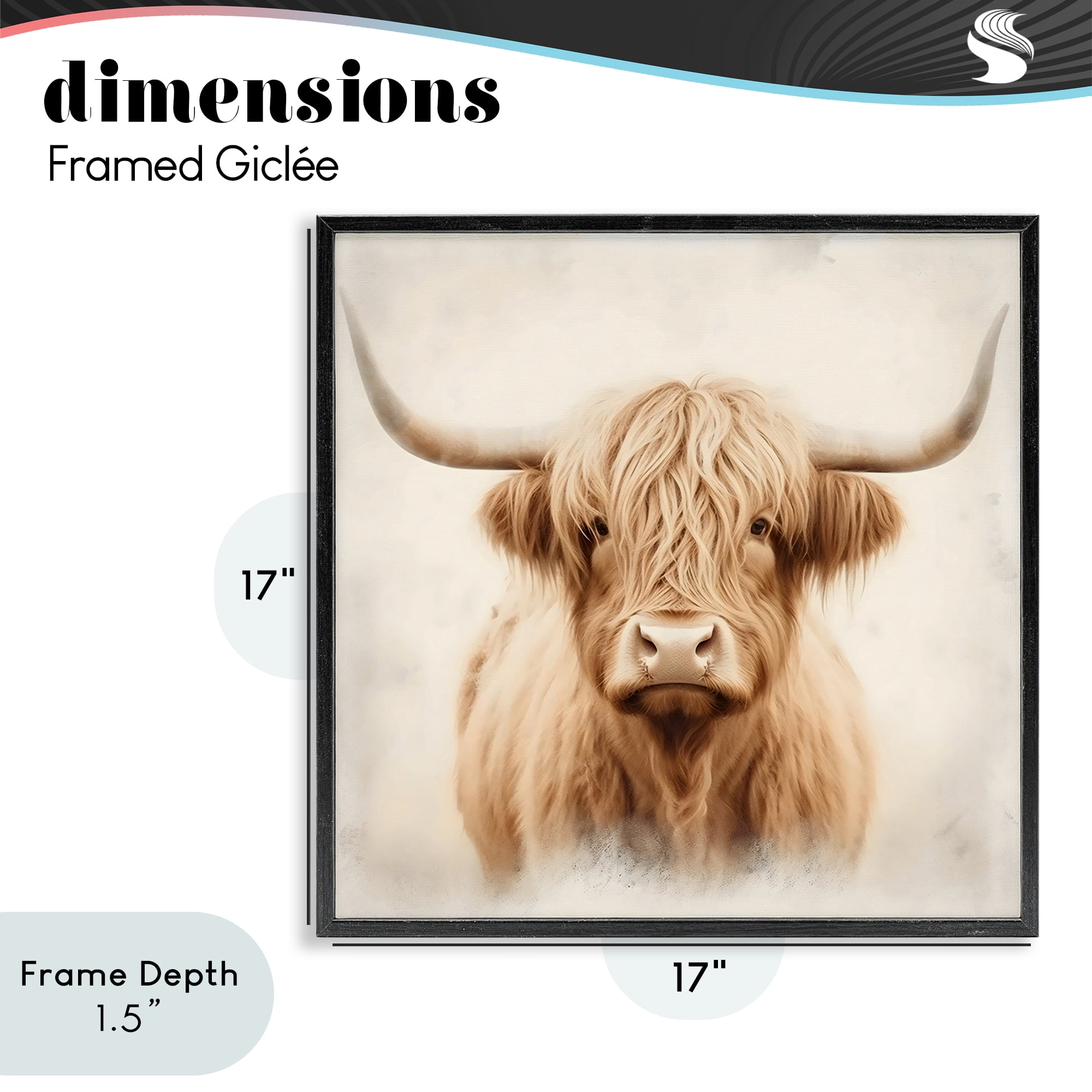 Stupell Industries Dreamy Fluffy Highland Portrait Black Framed Giclee Art, design by Creative Studio