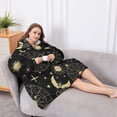 thumbnail image 5 of Oversized Wearable Blanket Hoodie,Black Gold Sun Moon Star Pattern Sherpa Blanket Hoodie with Super Pockets,Super Warm Fuzzy Pullover for Women & Men, 5 of 6