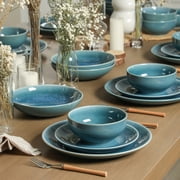Stone Lain Riley 32-Piece Dinnerware Set Stoneware, Service for 8, Blue