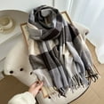 thumbnail image 2 of Womens Scarf Winter Blanket Feel Large Scarves Thick Soft Warm Plaid Chunky Scarfs Purple Free, 2 of 3