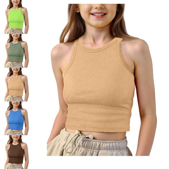 Girl's Tank Tops Sleeveless Crop Tops Undershirts Athletic Cute Tops 13-16 Years