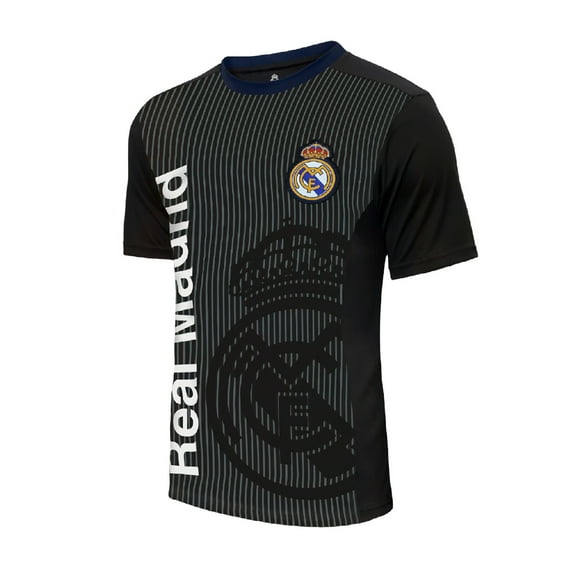 Icon Sports Real Madrid Official Licensed Emblem Logo Soccer Jersey Shirt - Black, Medium