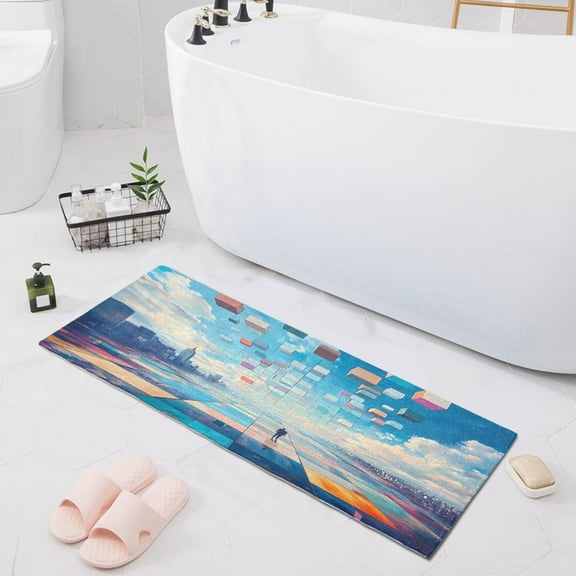 Endless Square Bath Mat 39x20 Non-Slip Bathroom Rugs Absorbent Soft Plush Quick Dry for Tub Shower Kitchen Home Decor