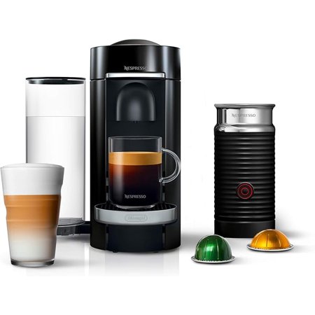 Nespresso Vertuo Plus Deluxe Coffee and Espresso De'Longhi, Titan with Aeroccino Milk Frother, 110 Volts