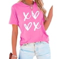 thumbnail image 3 of Womens Work Shirts Short Sleeve Fashion Print Round Neck Womens Athletic Tops,Hot Pink,S, 3 of 3