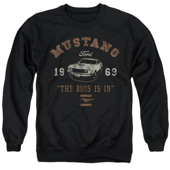 Ford Mustang The Boss Is In Unisex Adult Crewneck Sweatshirt, Black,Small