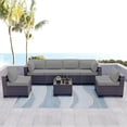 thumbnail image 3 of Kullavik 7 Pieces Outdoor Patio Furniture Wicker Rattan Sectional Sofa Patio Conversation Sets Gray, 3 of 7