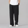 thumbnail image 3 of HXWCHs Pantalon pour Homme en Coton et Lin à Jambe Grand Tenue de Randonnée Noir XXXXXL, 3 of 6