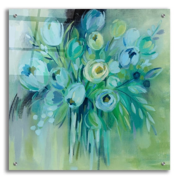 Epic Art 'Aurora Borealis Florals' by Silvia Vassileva, Acrylic Glass Wall Art, 24"x24"
