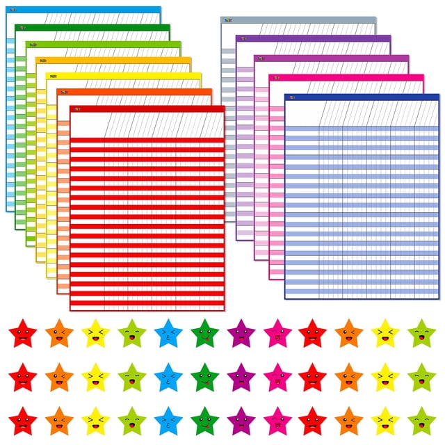 Tabla de incentivos, paquete de 12, multicolor, con 2112 pegatinas de recompensa
