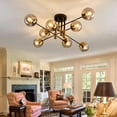 thumbnail image 6 of ZJQYDS 8 Light Glass Globe Ceiling Light Black and Gold Mid Century Flush Mount Sputnik Light Fixture Bubble Chandelier Living Room Farmhouse for Dining Room Kitchen Bedroom., 6 of 9