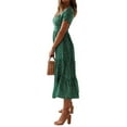 thumbnail image 3 of DYMADE Women Boho Floral Print Summer Short Sleeve Midi Dress, 3 of 4