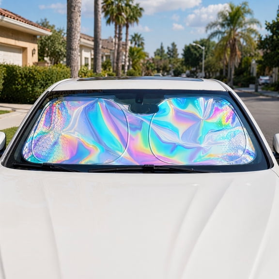 Car Windshield Sun Shade for Small and Medium Cars, Foldable Reflective Aluminum Sun Visor to Block UV and Keep Interior Cooler