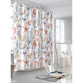 thumbnail image 3 of Tropical Coastal Shower Curtain, Watercolor Starfish Starfish Print Bathroom Decor Curtains Set with Hooks, Orange Waterproof Fabric Home Accessories， 72 X 84 Inch Extra Long, 3 of 6