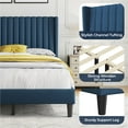 thumbnail image 6 of Topeakmart Full Size Upholstered Bed Frame with Wing-Side Headboard, Navy Blue, 6 of 7