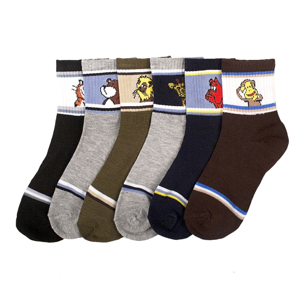 6 Pair Boys Crew Socks Kids Shoe Size 4-6 Years Cartoon Patterned Design School - image 3 of 3