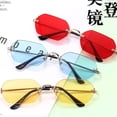 thumbnail image 3 of Rimless Sunglasses Polygon Cut Edge Punk Sun Glasses UV400 Protection Fashion Eyewear For Men Women Driving Travel Eyepiece, 3 of 9