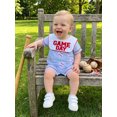 thumbnail image 5 of RUINIXCW Newborn Baby Boy Girl Game Day Outfit Infant Baby Boys Summer Fall Clothes Striped Romper Football Baseball Basketball Embroidery Doll Collar Short Sleeve Jumpsuit, 5 of 9