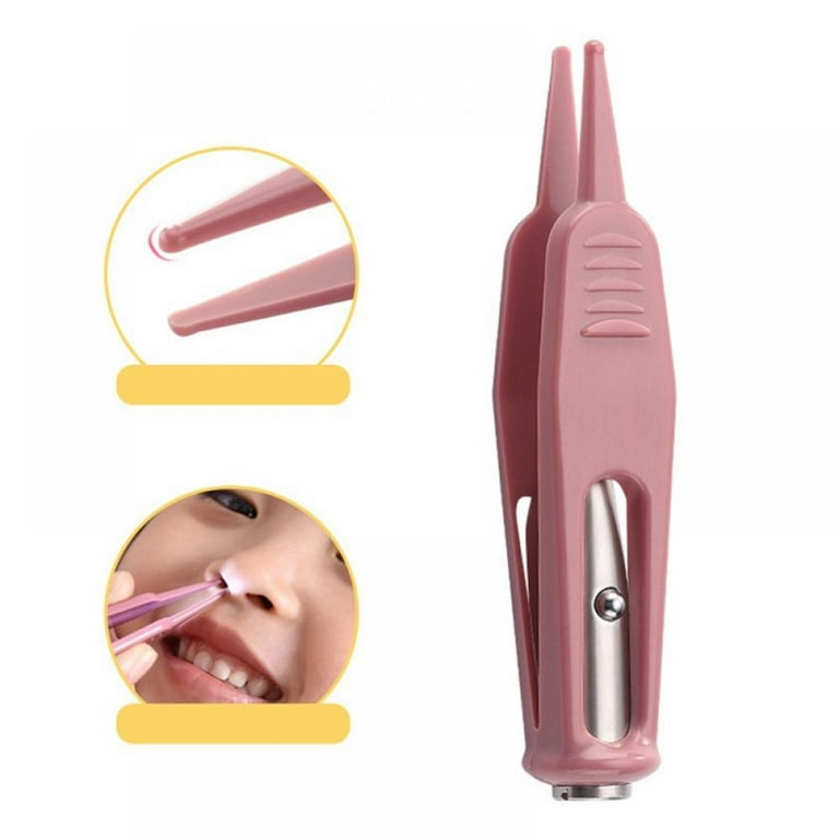 Infant Nose Cleaning Tweezer with LED Light Round-Head Safe Clip Care Ear  Nose Navel Clean Tool Nipper Plier Forceps for Stuffy Nose 