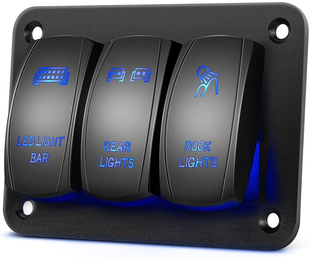 Nilight 3 Gang Aluminum Rocker Switch Panel 5 Pin ON/Off PreWired