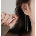 thumbnail image 2 of Solid 925 Sterling Silver Chain Dangle Earrings Tassel for Women Teens Long Dangle Earrings Minimalist Threader Earrings, 2 of 12