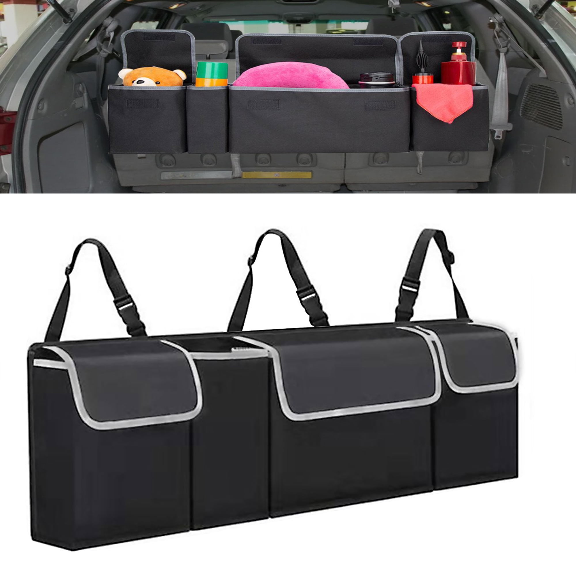 Back Seat Hanging Organizer, TSV Car Trunk Organizer with 4 Large
